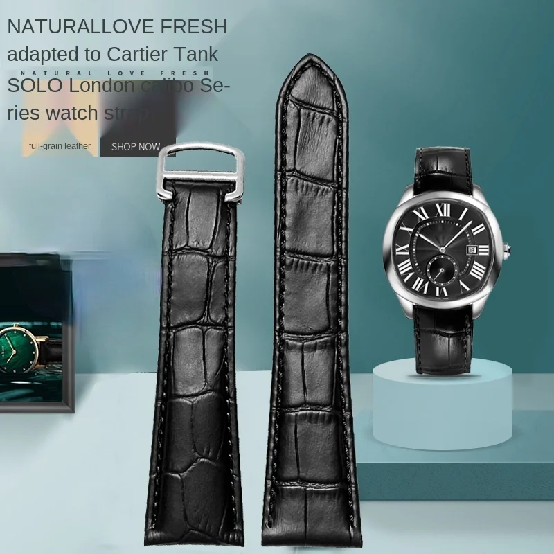Cartier Watch Tank - Pasek do zegarka z prawdziwej skóry,
